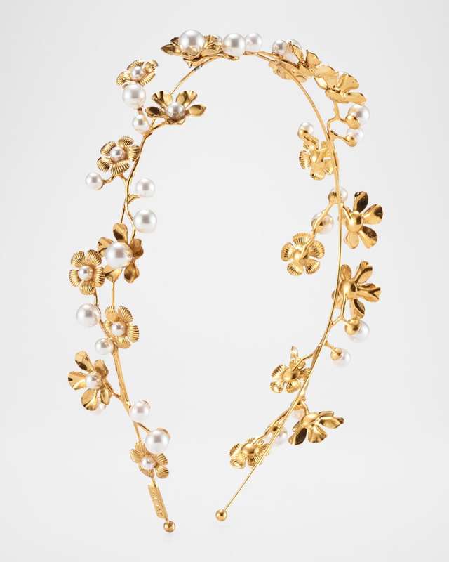 Brynn Floral Faux Pearl Strand Headband